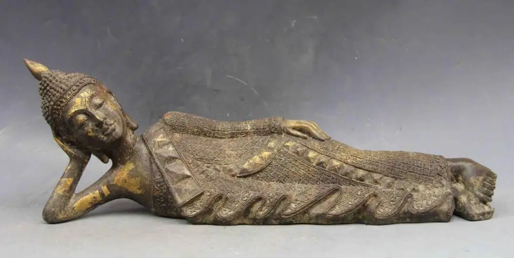 

6.5 Thailand Bronze copper Sleep Thailand Ayutthaya Maitreya Shakyamuni Buddha