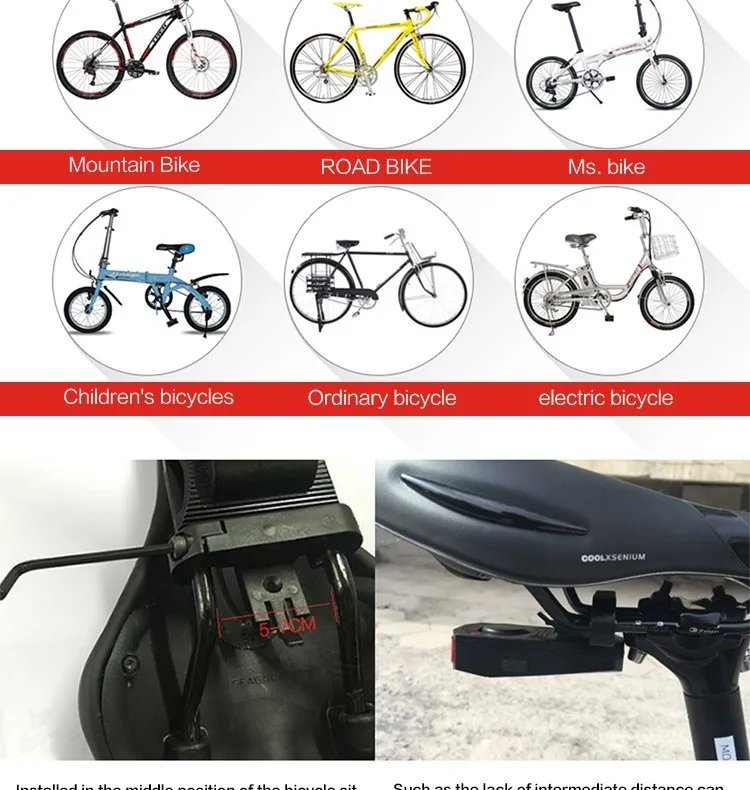 Top Rear Bike Light USB Sound Alarm MTB Tail Lights luz trasera bicicleta Back Saddle Lamp Seat Lights Cycling Rear Bicycle Light 15