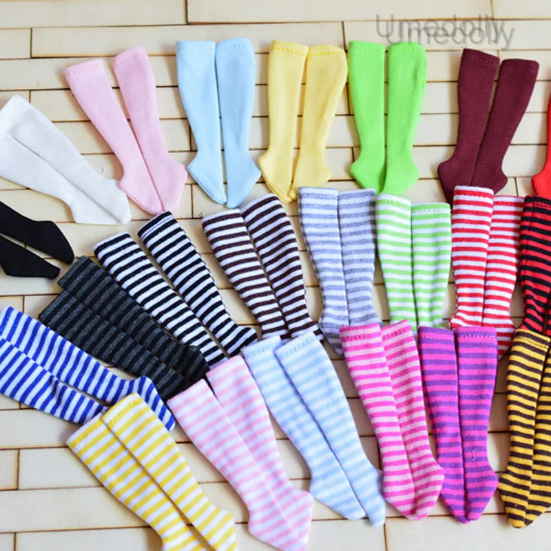 1 пара 1/6 хлопковых однотонных и полосатых чулок для кукол Blyth Pullip Barbi Momoko кула Licca