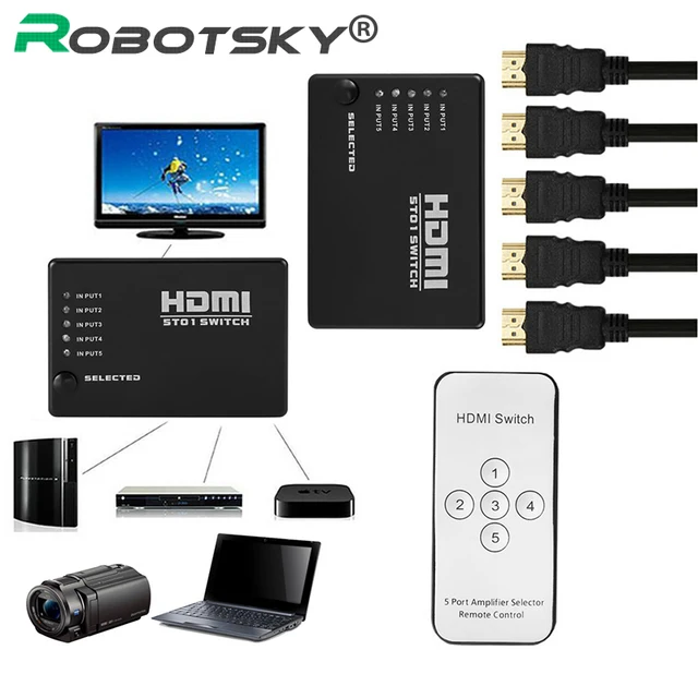 Best Price Robotsky 5 Port Video HDMI Switch Switcher Splitter IR Remote for HDTV PS3 Xbox 360 DVD 1080P Best Price Robotsky 5 Port Video HDMI Switch Switcher Splitter IR Remote for HDTV PS3 Xbox 360 DVD 1080P