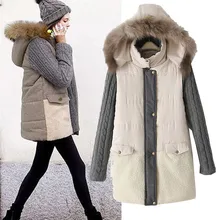 Wadded Jacket Female European Style New Winter Women’s Coat Fashion Double Pocket Raccoon Fur Hooded Parka Cotton Jackets C1158