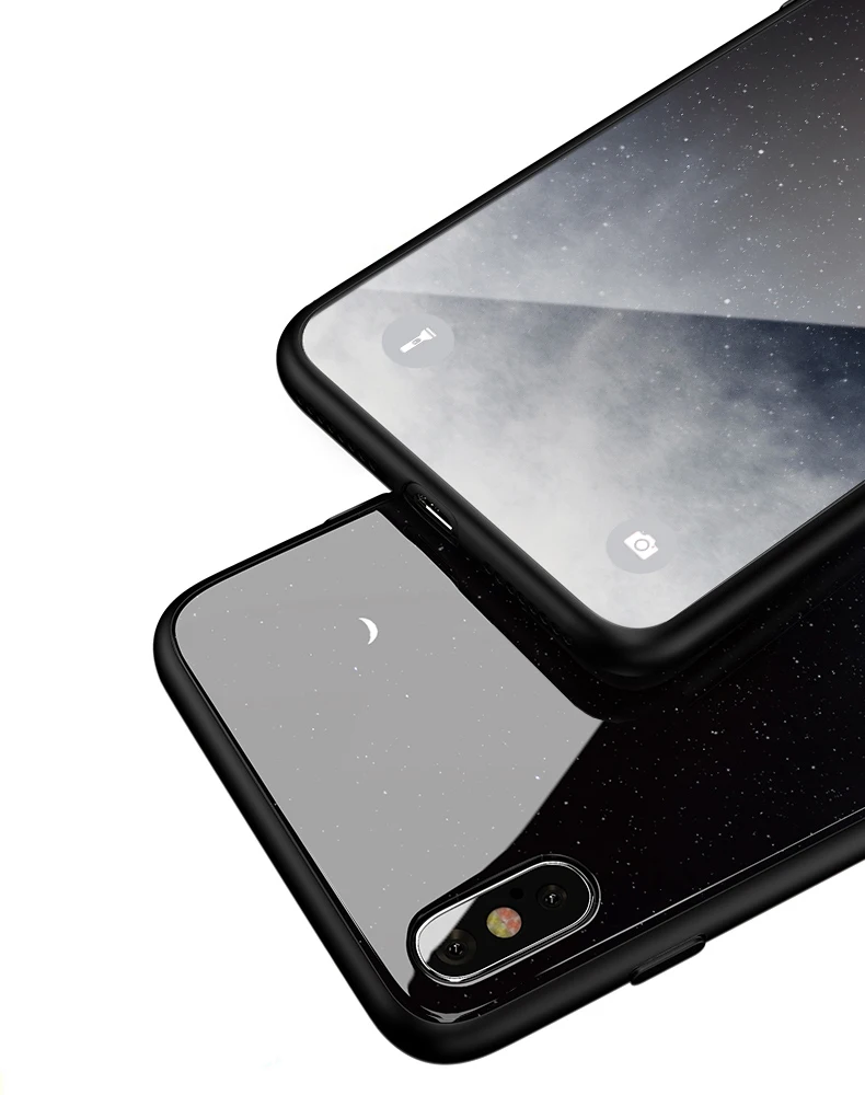 SoCouple Glass Phone Case For iphone X Xs 7 8 6 6s plus Star Space Case For iphone Xs max XR Luxury Mirror Case Back Cover Coque (2)