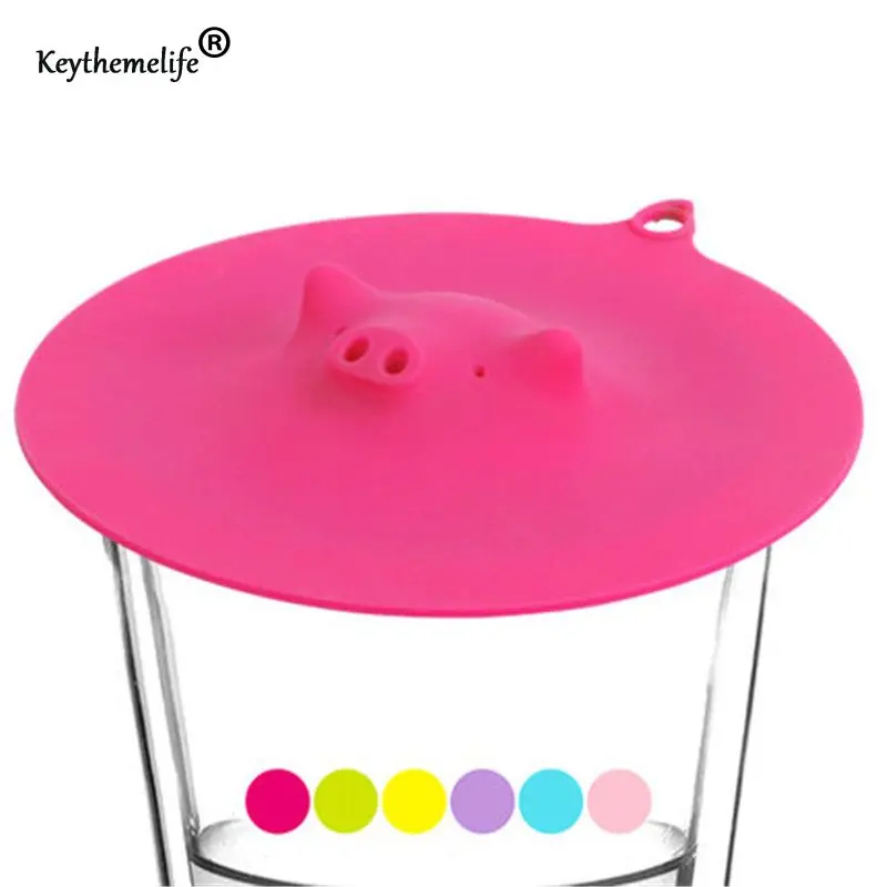 

Candy Colors Pig Shape Dustproof Leakproof Cup Lid Large Cup Cover Reusable Silicone Insulation Cover Dropshipping