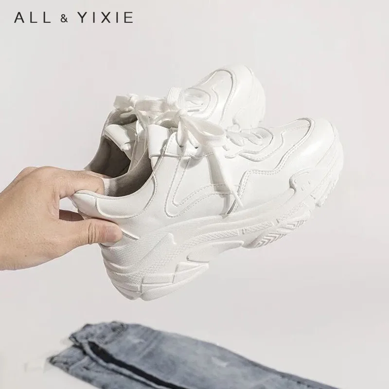 Женские кроссовки с сеткой ALL YIXIE белые на толстой платформе повседневная обувь