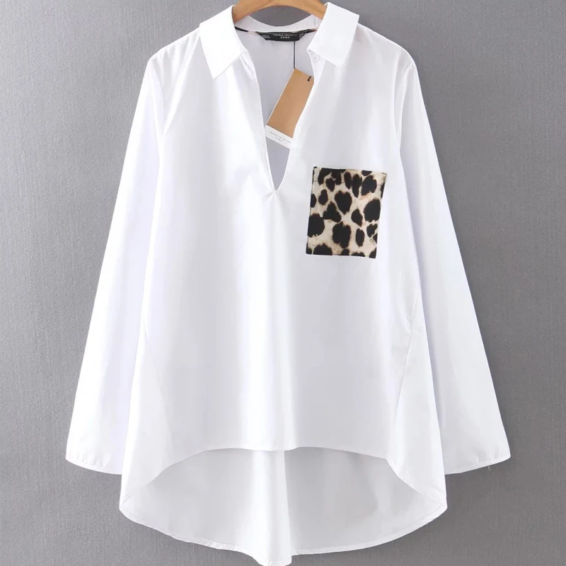 

Women Blouse 2019 Summer Loose Leopard Chiffon Shirt Fashion Turn Down Collar Office Tops Women Tunics Plus Size Blusas Feminina