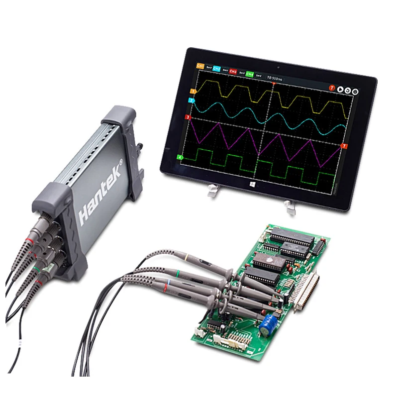 

Hantek Official 6204BC Digital Oscilloscopes 200MHZ 1GSa/s 4CH Windows10 / 8 / 7 With USB Interface Probe Handheld