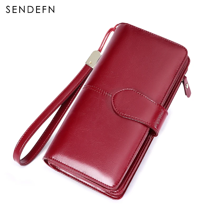 

SENDEFN RFID Blocking Women Leather Large Capacity Clutch Wallet Female Purse With Money Bag Mulit Card Holder Phone 5138-6