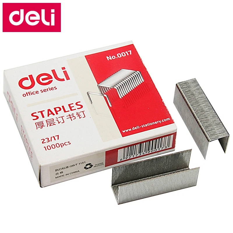 5000 шт./лот Deli 0017 тяжелые скобы 23/17 13x16 мм шириной 13 высотой 16 емкостью 120 страниц