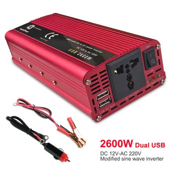 

Professional 2600W Car Inverter DC 12V to AC 220V-240V Power Inverter Charger Converter Transformer Vehicle Power Supply Switch
