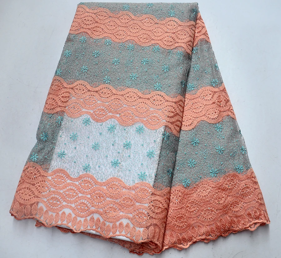 

New Arrival African Lace Fabrics High Quality french Lace Fabric with Rhinestones Nigerian Lace Fabric for wedding dress