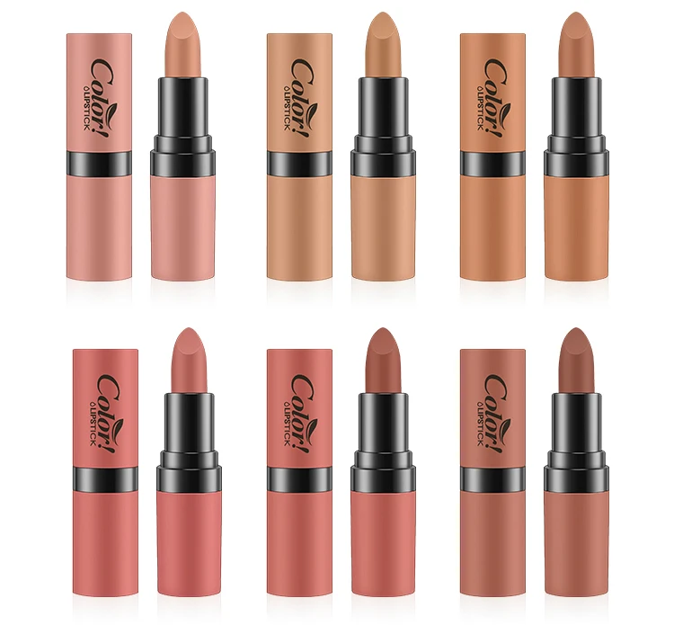 

HengFang Nude Matte Lipstick Waterproof Long Lasting Batom Lip Stick 6 colors Makeup Cosmetics
