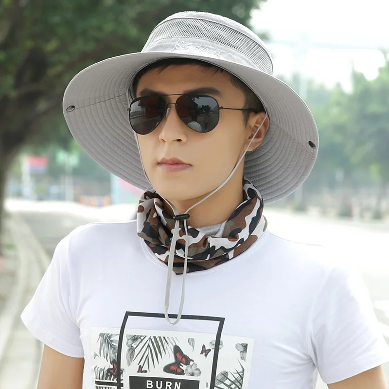 Мужская Летняя Рыбацкая шляпа, для отдыха, Солнцезащитная шляпа, Корейская версия, модная, для рыбалки, для улицы, солнцезащитная, крутая, дышащая, Мужская кепка с козырьком, H169