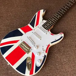 Custom shop ST электрогитара, Национальный флаг пламя, палисандр гриф гитара ra, stratocastre gitaar