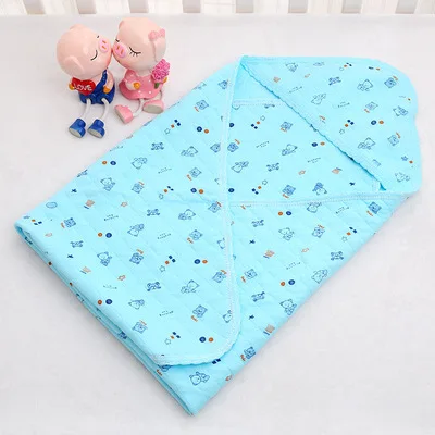 Ребенка пеленать Одеяло s новорожденных спальный мешок четыре сезона хлопок постельные принадлежности кенгуру мешок спальный мешок коляска детское одеяло - Цвет: Небесно-голубой