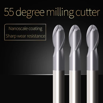 

Ball Nose End Mill Sprial Bit Cutting HRC55 2 Flute 1mm 2mm 3mm 4mm 5mm Carbide Tungsten Steel Milling Cutter Ball Nose End Mill