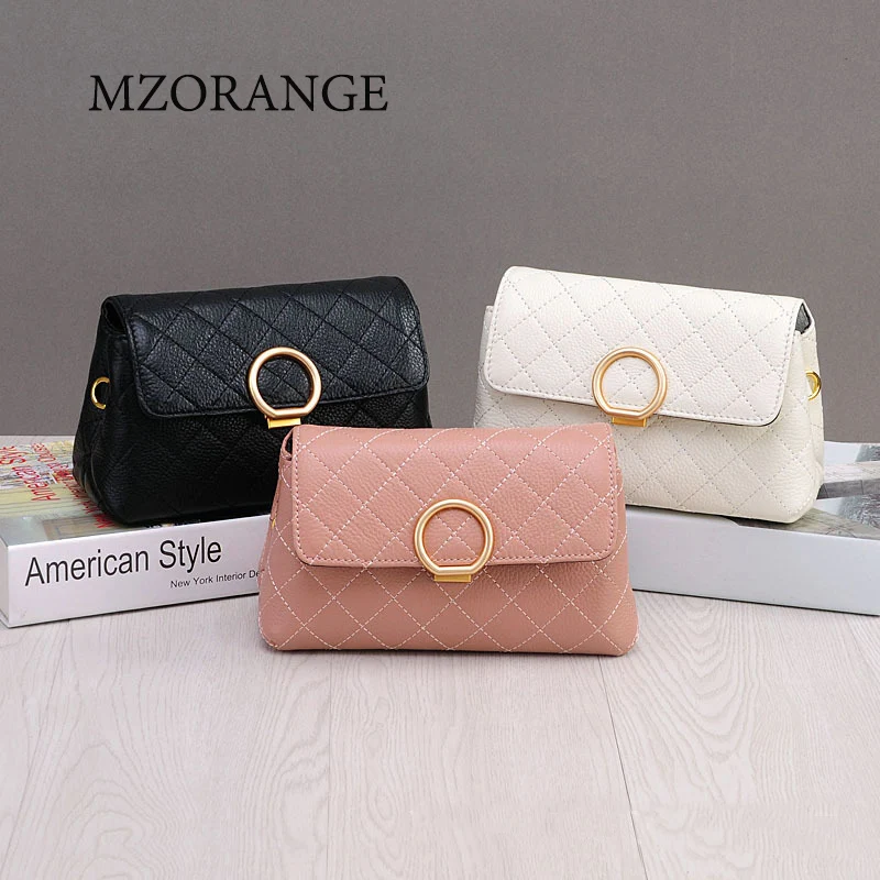 

MZORANGE Vintage Lingge Lattice Design women Handbags 2018 Genuine Leather Ladies Shoulder Bag mini Chain Crossbody bag Two size