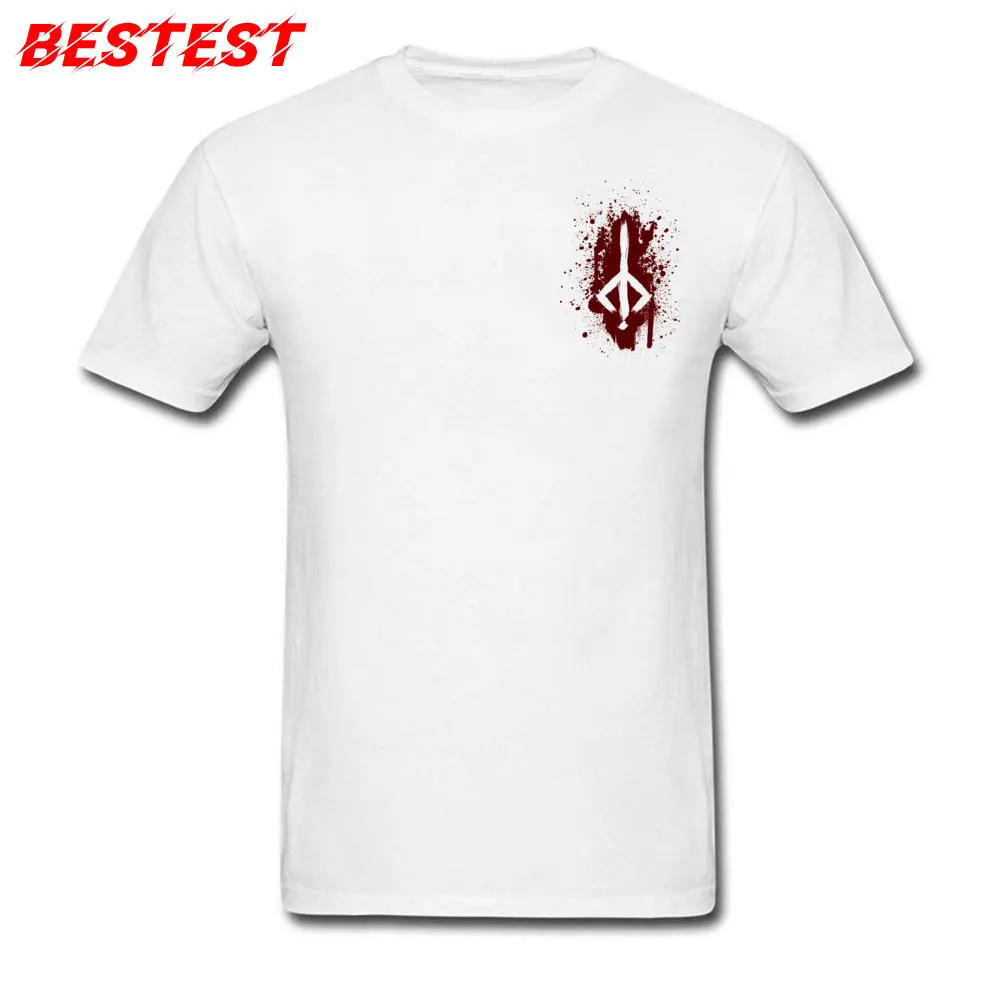 Hunters Rune New Arrival Design Tshirts Crewneck 100% Cotton Short Sleeve Tops Shirts for Men Tee Shirts Thanksgiving Day Hunters Rune Chest white