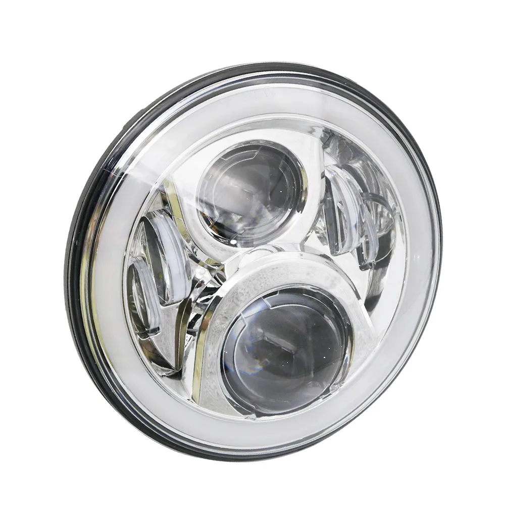 Set Motorbike Accessories 7 Turn Signal DRL Angel Eye Headlamp for Harley Softail Touring Daymaker 7 Inch Round LED Headlight (45)