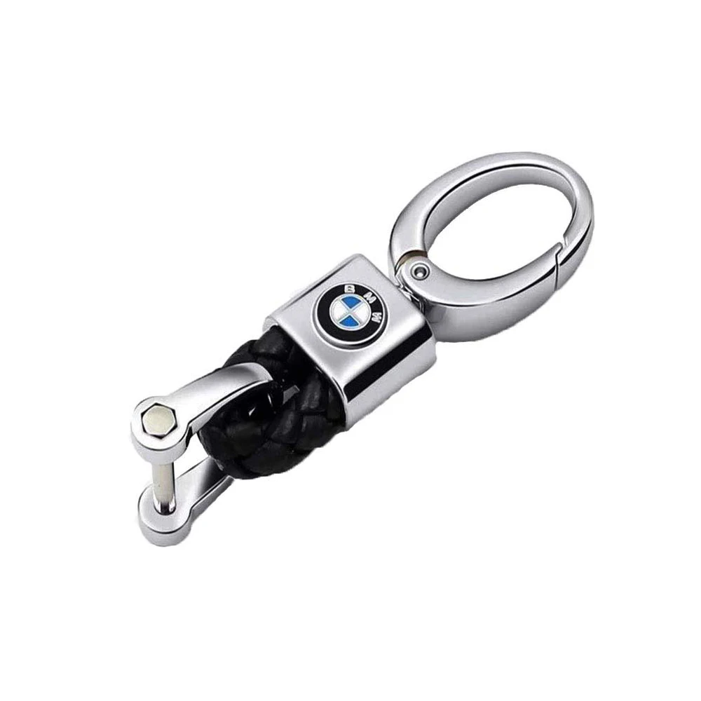 

Genuine Leather Auto Sport Leather Weave Car Keyring Keychain Buckle with Car Logo Fit B.M.W Accessories