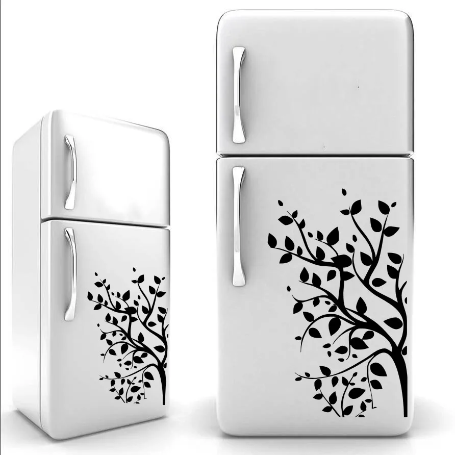 

Tree fridge sticker black vinyl - wall decor/ kitchen sticker / kids stickers / funny sticker/icebox decals/refrigerator J946