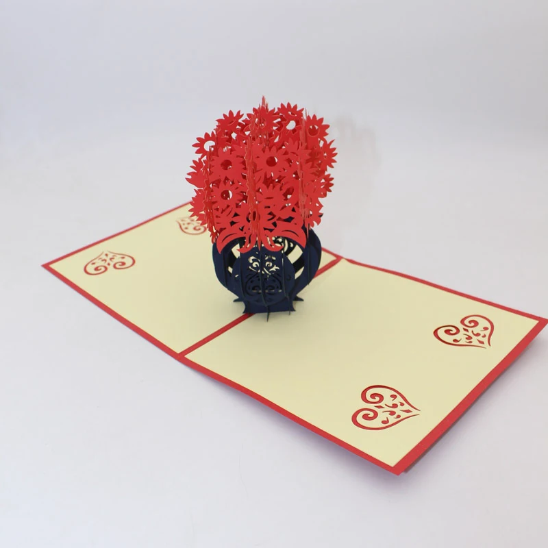  3D Handmade Gorgeous Flower Vases Paper Invitation Greeting Cards Business PostCard Mother's Day Te - 32914212830