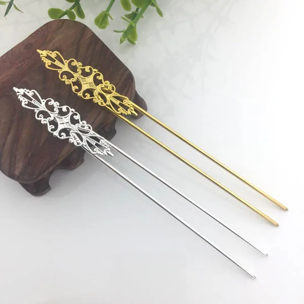 Filigree Flower Hair Fork Hair Pins Hairpin Bun Holder Diy