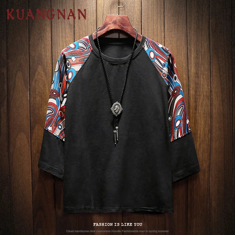 KUANGNAN китайский национальный стиль футболка мужская Harajuku забавная Мужская