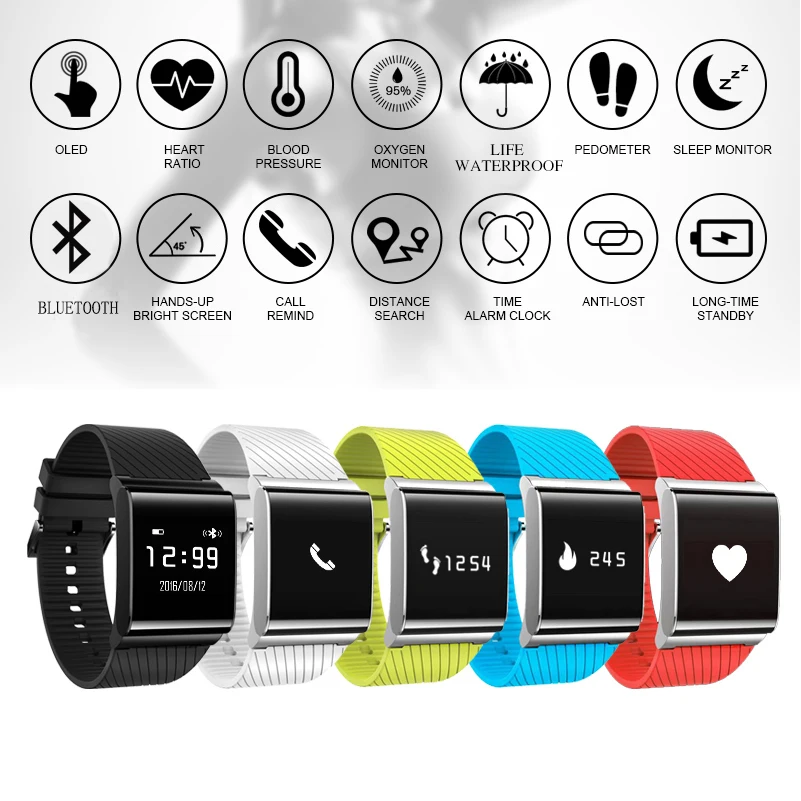 GZDL Smartwatch Bluetooth Heart Rate Monitor Health Fittness Tracker Wristband Bracelet For IOS Android Smart Band