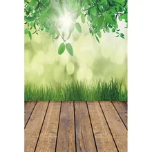 Laeacco Spring Green Leaves Light Bokeh Wooden Floor Photography Background Customized Photographic Backdrop For Photo Studio allenjoy photography backdrop spring grass white flower bokeh green background photocall photographic photo studio