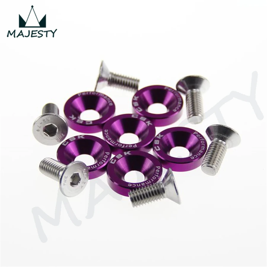 

6 PIECE M8 HEX FASTENERS FENDER WASHER BUMPER ENGINE CONCAVE SCREWS JDM purple