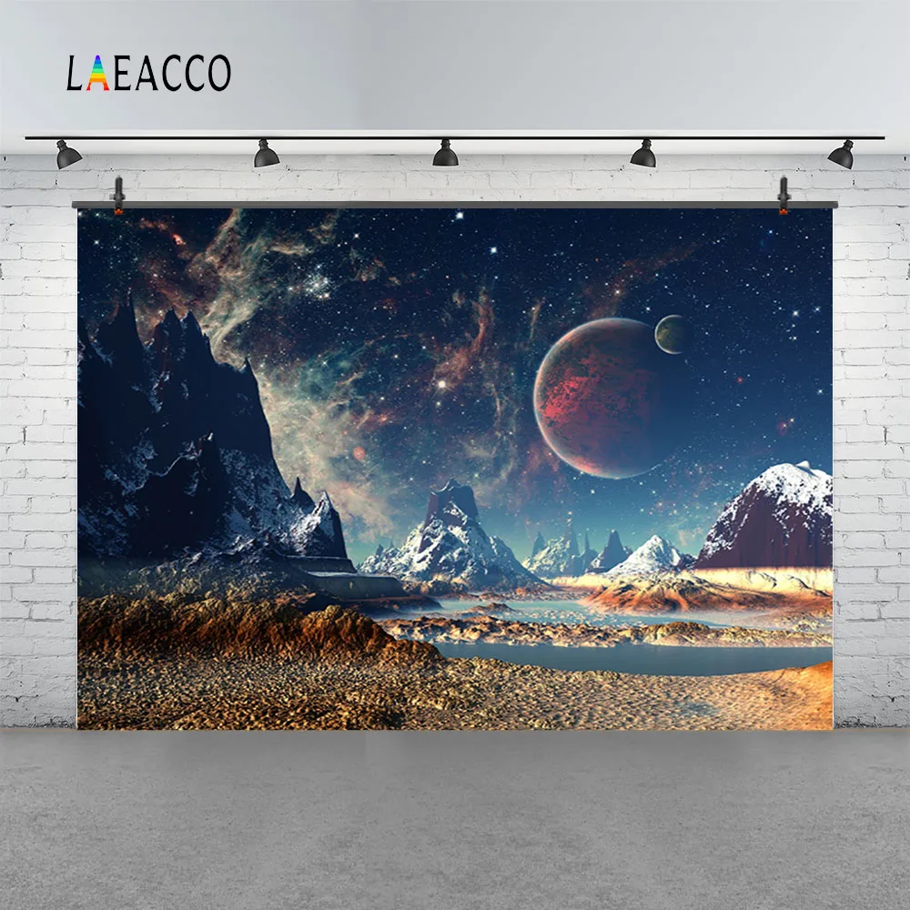 Laeacco Луна земля горы Вселенной маленький астронавт фотографии Фоны фон для