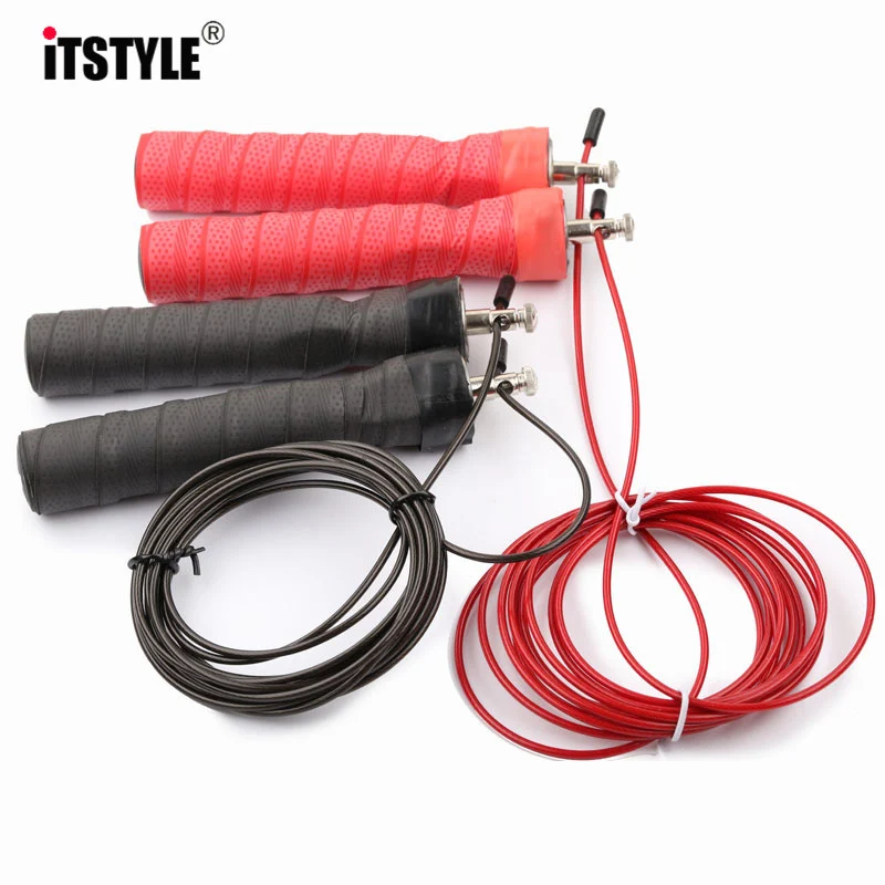 

ITSTYLE Adjustable Steel Wire Crossfit Speed Leather Bandage Sweat handle Non-slip Ultra-light Bearing Racing Rope Skipping