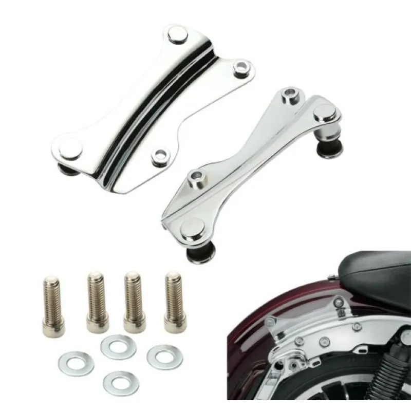 Chrome 4 Point Docking Hardware for Harley Touring Passenger Backrest
