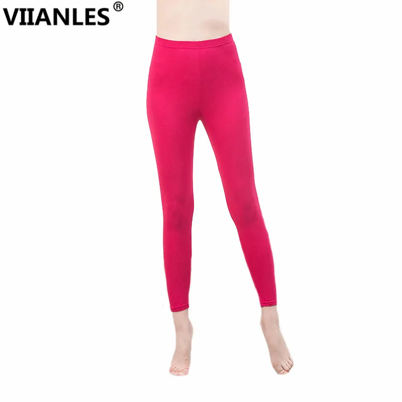 

VIIANLES High Stretched Legging New Spring Summer Solid Trousers Candy Neon Leggings for Women Girl Sporting Leggins Gym Pants