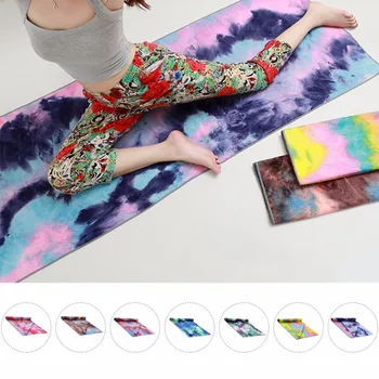 

Unique Tie Die Printing Rectangle Yoga Mat Non Slip Sports Fitness Towel Blanket with Net Bag Slimming Product