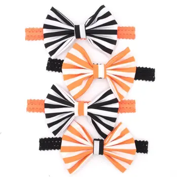 

12pcs/lot Free Shipping 5'' Cotton Bow with Lace headband Halloween Festival Mixed Color Hair Headband Hair Accessory Headwear