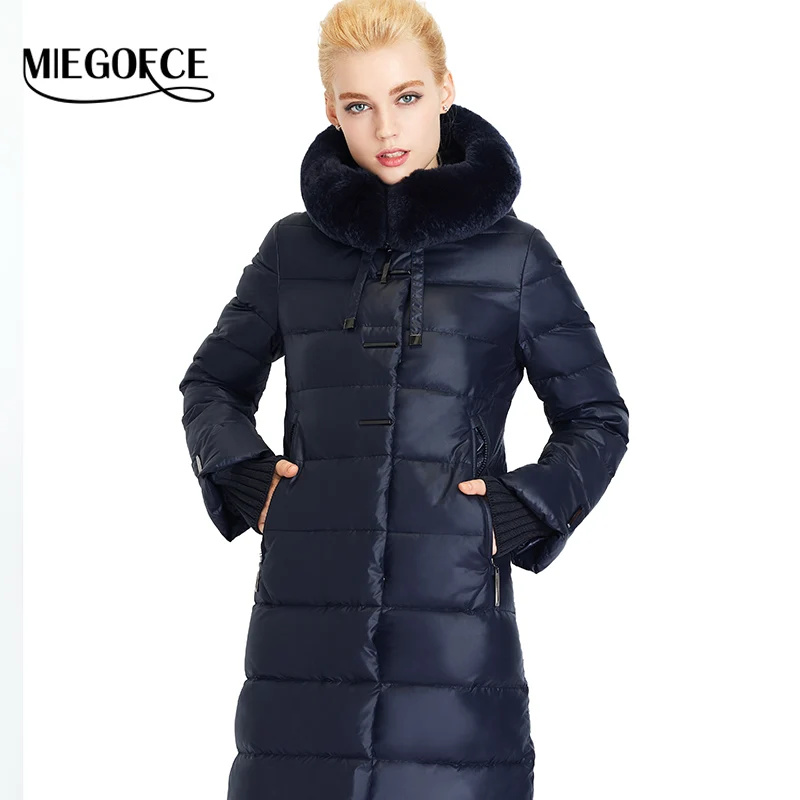 Kopen Miegofce 2019 Vrouwen Jas Jas Medium Lengte Vrouwen Parka Met Een Konijnenbont Winter Dikke Jas Vrouwen Nieuwe Winter collection Hot