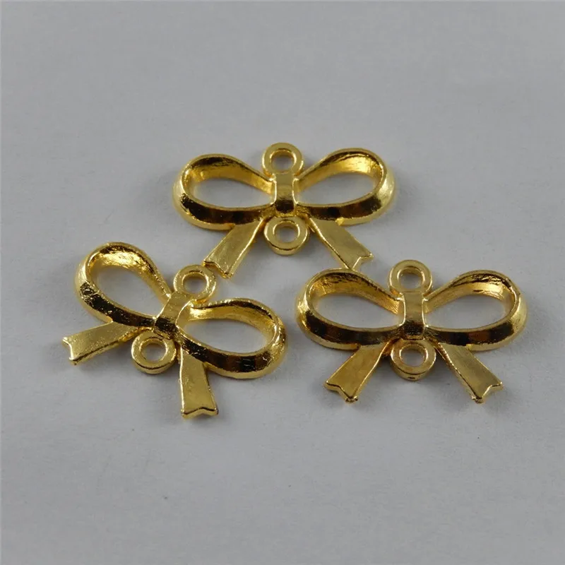 

Julie Wang 10PCs Mini Charms Alloy Gold Color Bow Conectors Pendant Charms Handmade Fashion Jewelry Accessory