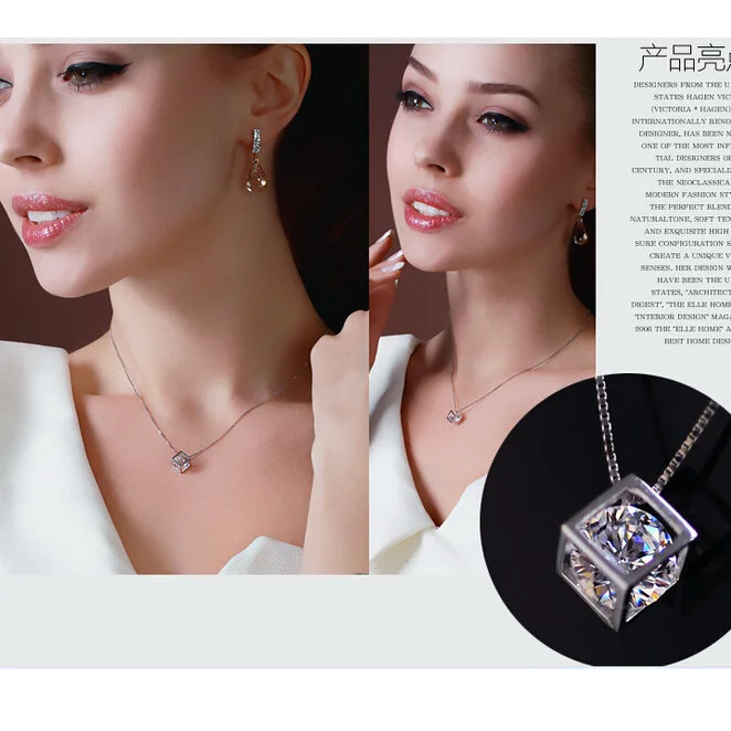 Ожерелье чокер женское с подвеской кубиком серебряного цвета|necklace with cross