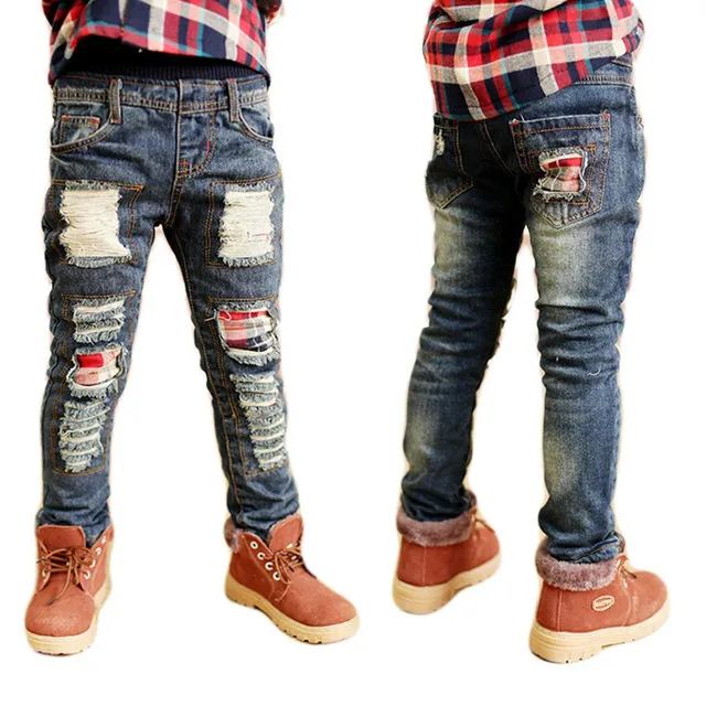 boys jeans kd 7 Fashion Torn kids ripped jeans 3 4 5 6 7 8 9 10 year