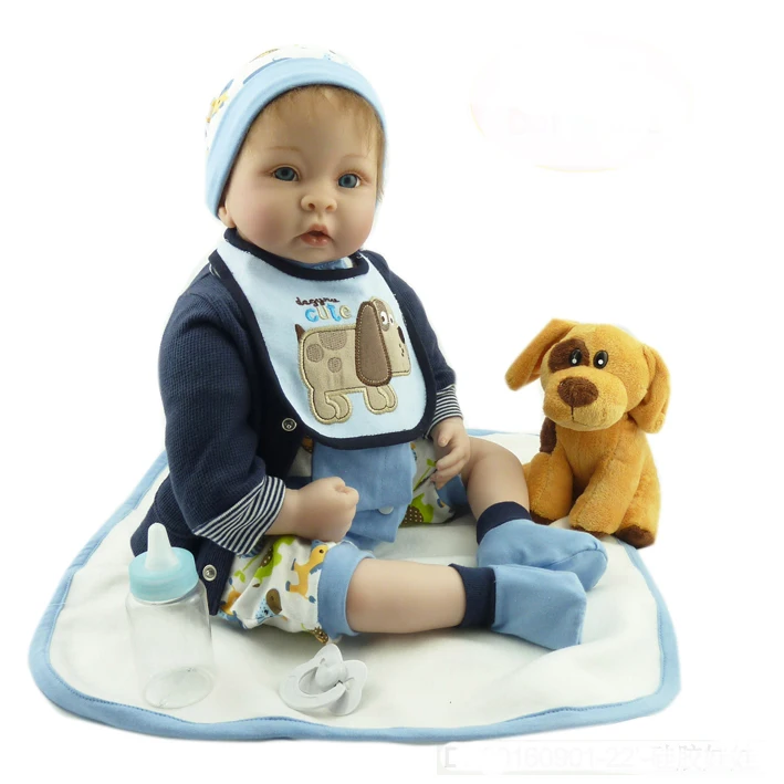 

NPK brand Reborn baby boy dolls 22"55cm silicone reborn baby dolls with dog plush bebe real reborn bonecas menino