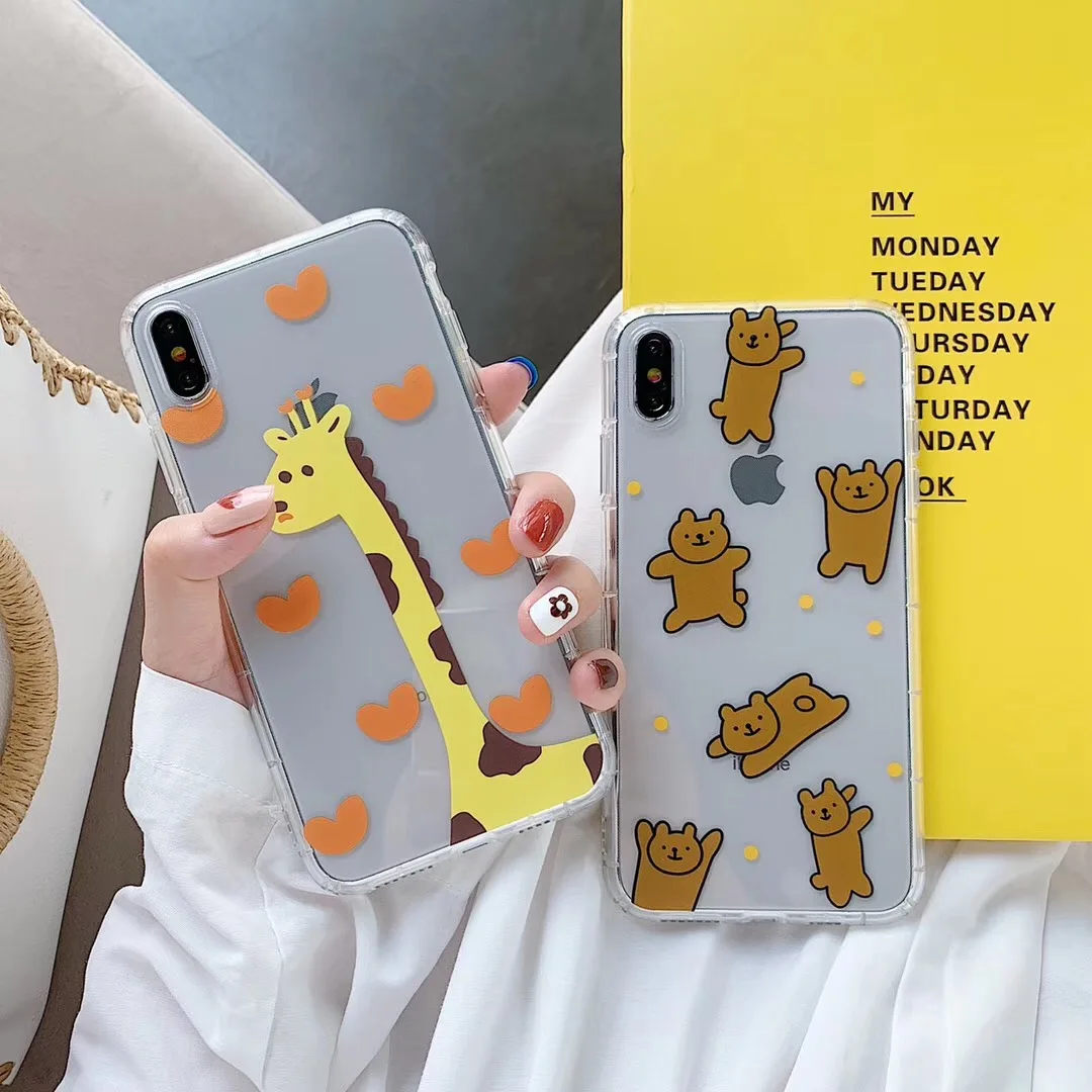 Хит корейский милый чехол для iphone Xs MAX XR X 6 6s 7 8 plus прозрачный мягкий из ТПУ с милым