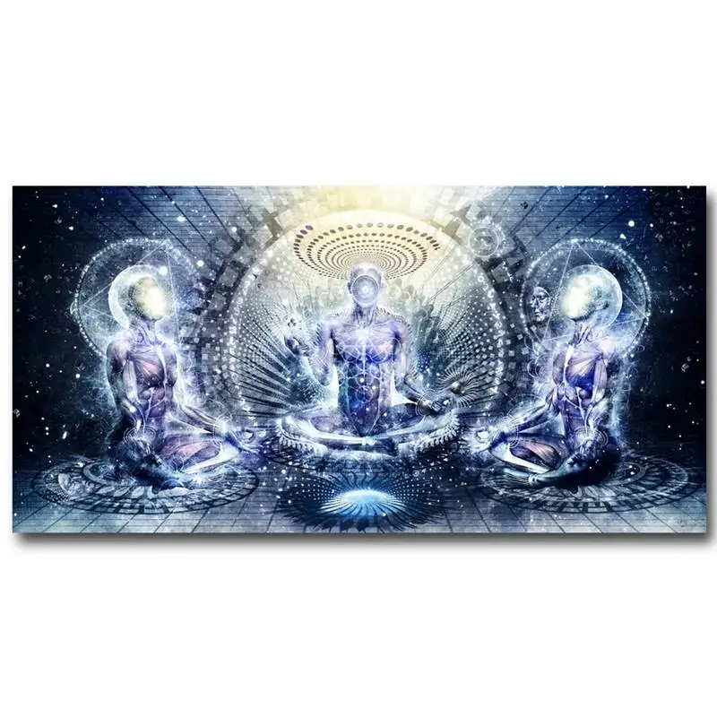 Buddha Psychedelic Trippy Art Fabric Poster Print 12x24 16x32 Inch Abstract Pictures For Room Wall Decor drop shipping Modern | Дом и сад