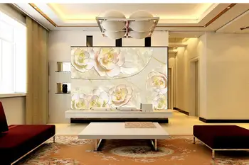 

3D three - dimensional jade carving color murals TV background wall decoration painting Home Decoration