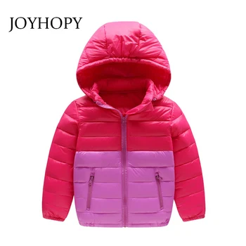 

children jackets Outerwear Boy and Girl autumn Warm Down Hooded Patchwork Coat teenage parka kids winter jackets Size 110-150