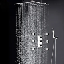 Hotel 2019 Massage Body Jets Shower Faucets Set 304 Stainless Steel Square Rain Shower Panel Thermostatic Bath Mixer Hotel 2019 Massage Body Jets Shower Faucets Set 304 Stainless Steel Square Rain Shower Panel Thermostatic Bath Mixer