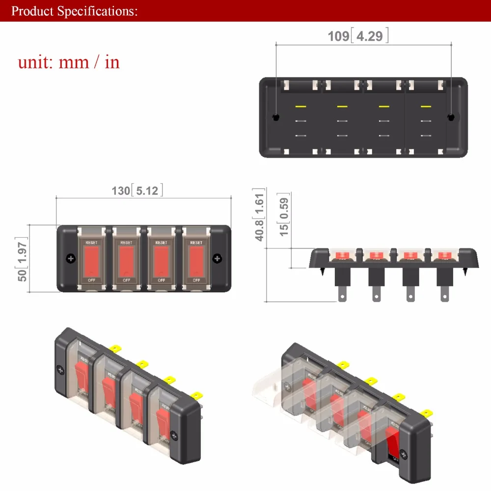 1 шт. 4 банды 12 В переключатель панель Dual USB зарядное устройство прикуриватель вольтметр автомобиля Лодка Круглый Рокер автоматический выключатель