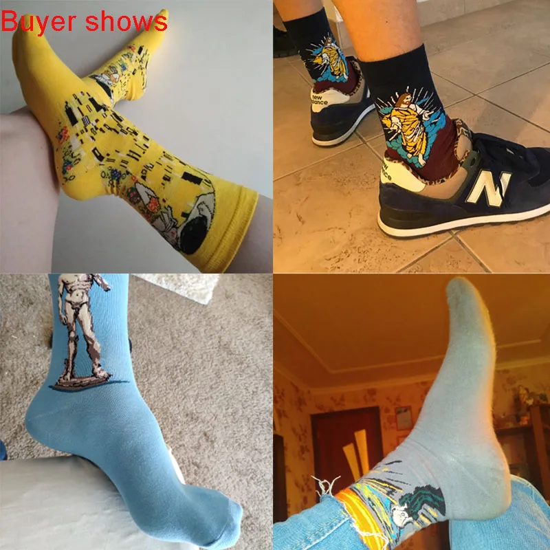 JULY'S SONG счастливые мужские носки смешное искусство платье носки цвет много мужские летние модные носки набор принт Ван Гог искусство носки