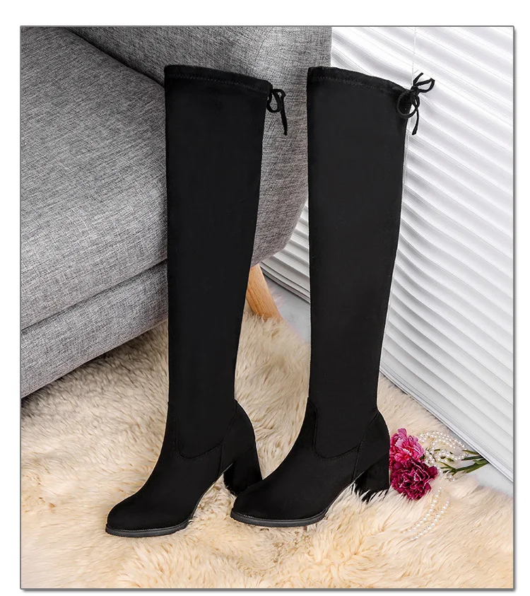 Women Casual Over the Knee boots shoes Winter women Female Round Toe Platform high heels pumps Warm Boots lady Thigh High Boots