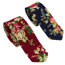 Coachella Галстуки хлопка цветочные Цветок Галстук узкий галстук 6 см темно-бордовый и темно-синий 2 цвета на выбор